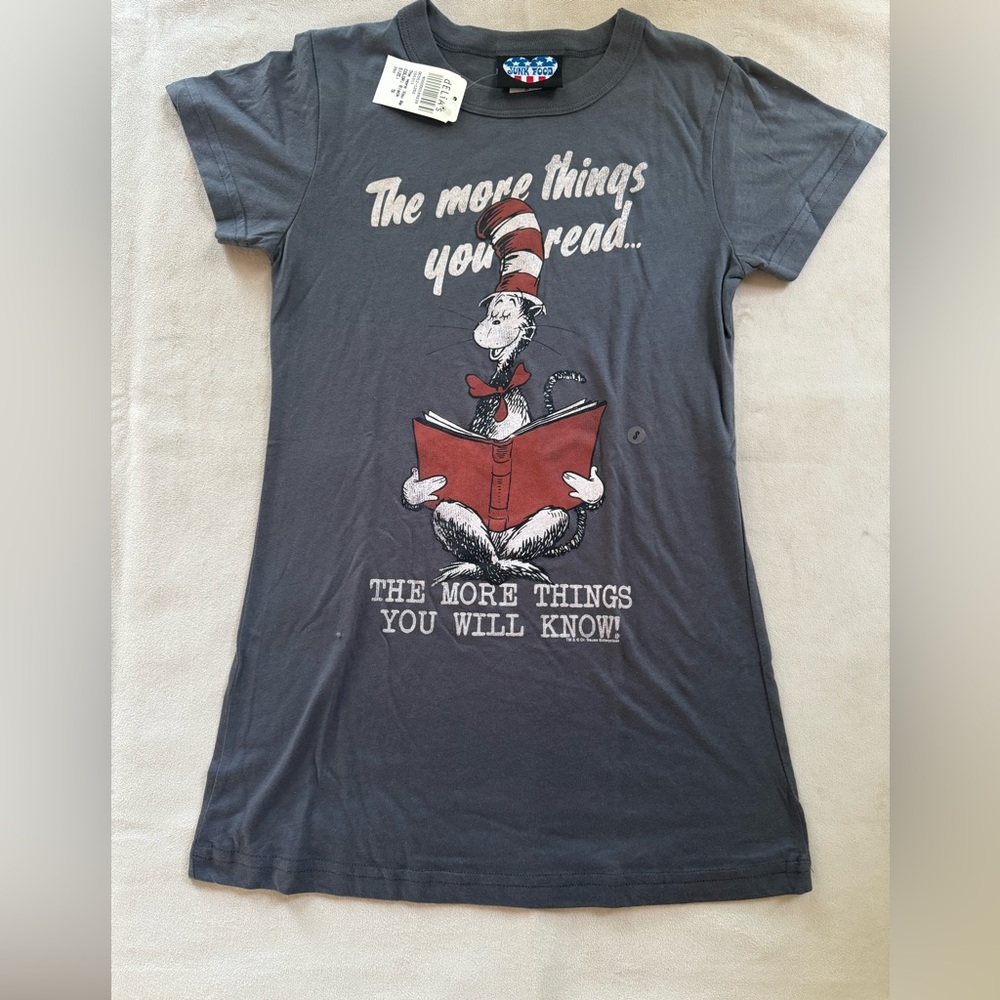 NWT JunkFood Cat In The Hat The More Things You Read The More Things You’ll Know